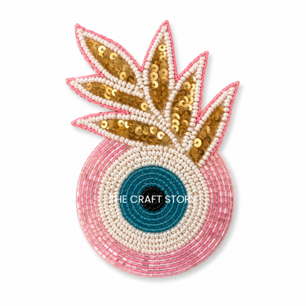 Pink Leaf Evil Eye Patch