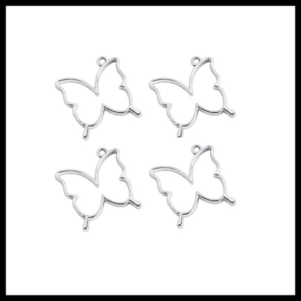 Butterfly Bezzel Charm Silver ( 4 Pc )