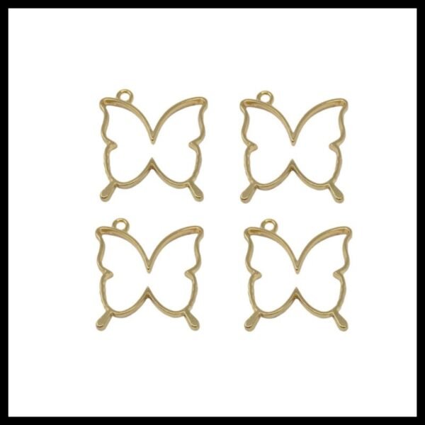 Butterfly Bezzel Charm Golden (4 Pc )