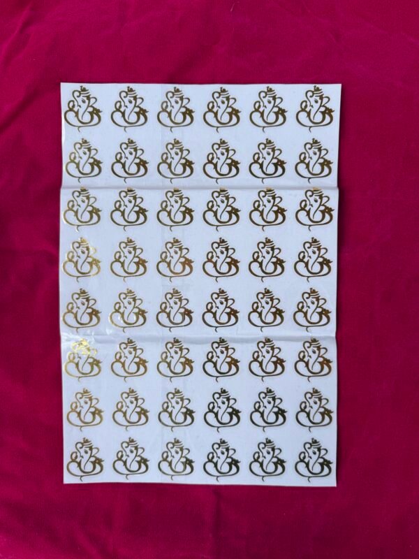 Peel Off Golden Metallic Vinyl Ganesh Sticker A4 Size