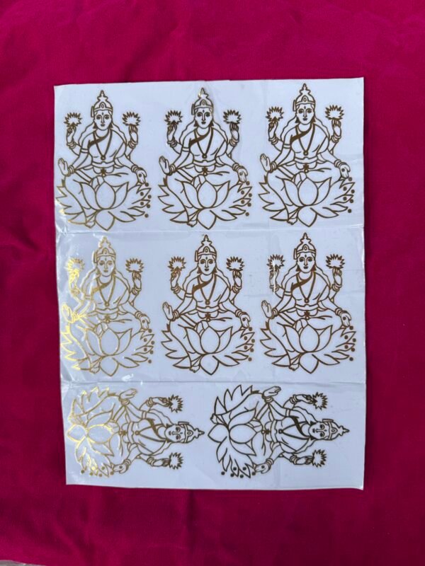 Peel Off Golden Metallic Vinyl Laxmi A4 Sticker Sheet