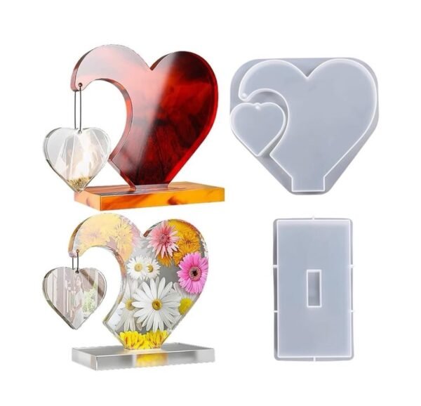 Heart Frame Silicon Mould With Side Hanging Heart