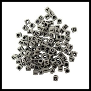 White Black Square ABCD beads