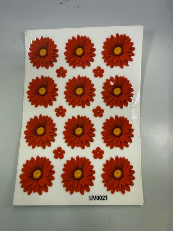 Red Daisy Flowers UV DTF Sticker