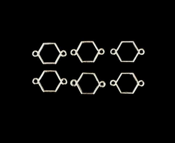 Silver Hexagon Rakhi / Bracelet Bezzels ( 6 Pcs )