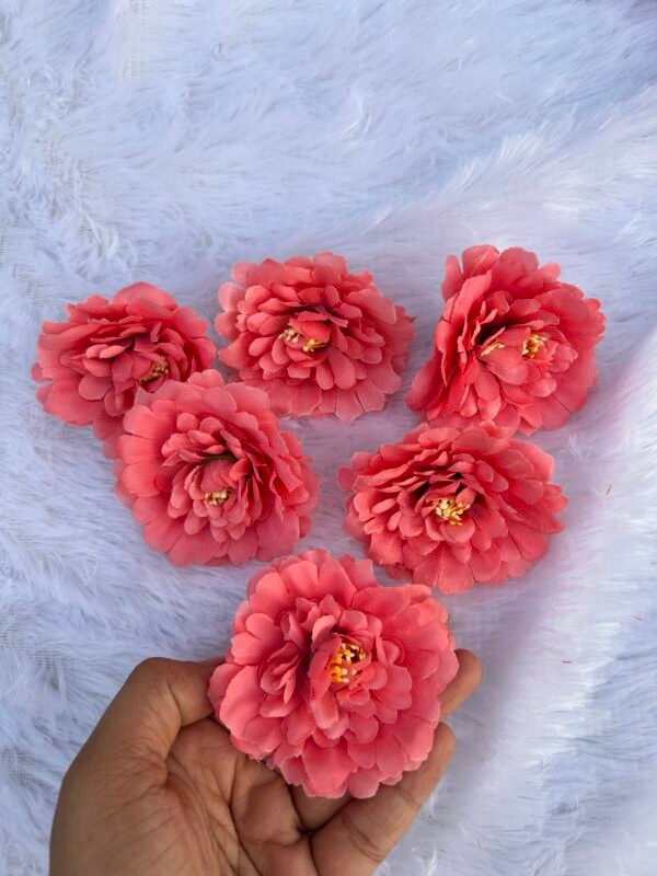 Peach Ornate Pione Flower (6Pc)