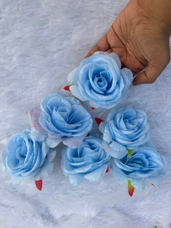 Sky Blue Head Rose Flower(6Pc)