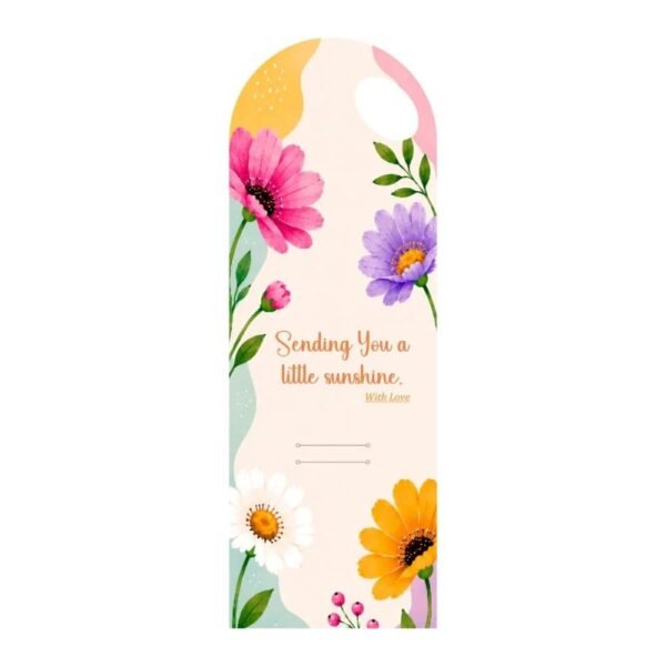 Multicolor Floral Bouquet Flower Card with Handle – Sending You a Little Sunshine Design – 5 Pcs Pack