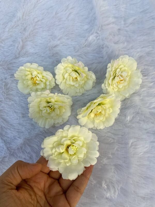 White Silk Marigold Flower(6Pc)