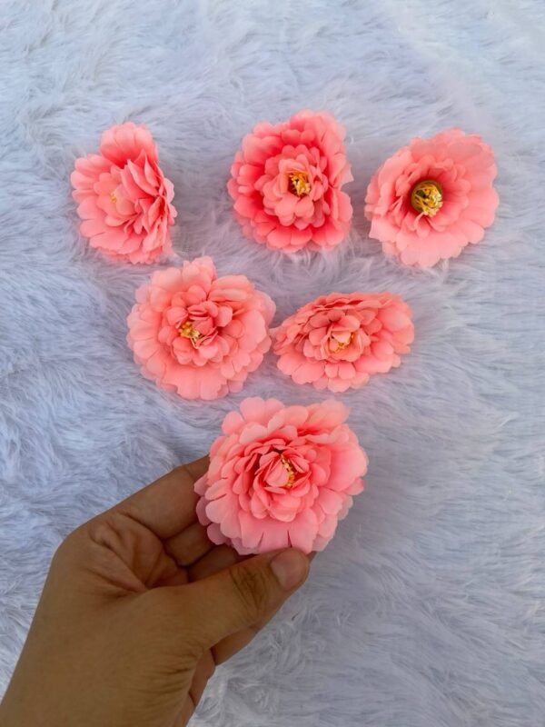 Peach Silk Marigold Flower(6 Pc)