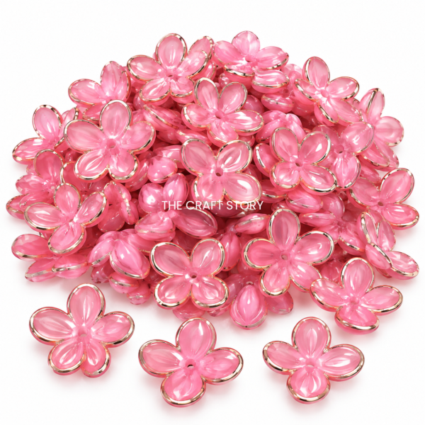 Pink Flower Beads (10 Grams)