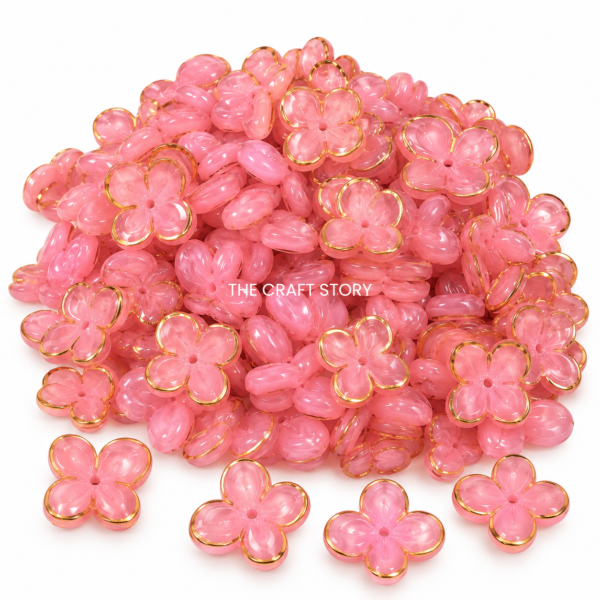 Peach Pink Flower Beads (10 Grams)