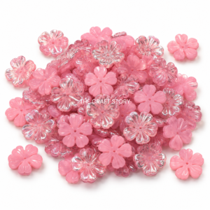 Pink 5 Petal Flower Beads (10 Grams)