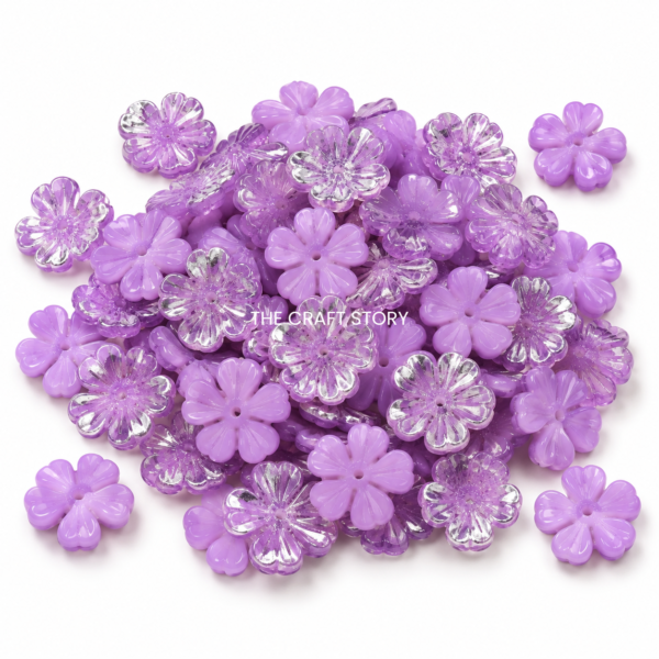 Purple 5 Petal Flower Beads (10 Grams)