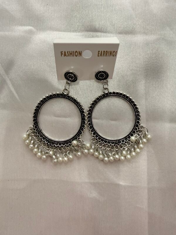 Silver Round Jhumka With Pearls