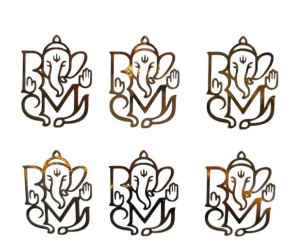 Golden Metallic Vinyl Front Facing Ganesh ( 6 Pcs )