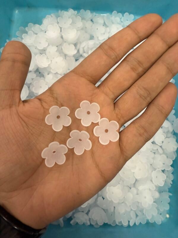 White Opaque Flower Beads ( 10 Pcs )