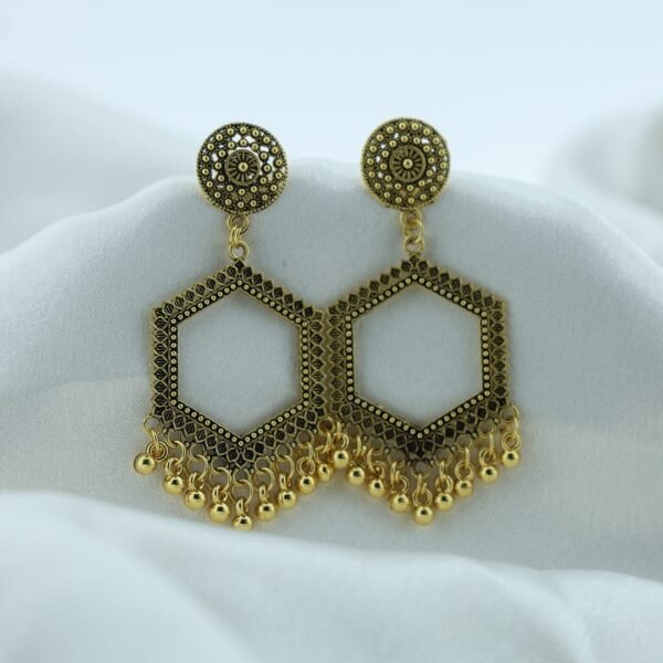 Golden Hexagon Jhumka