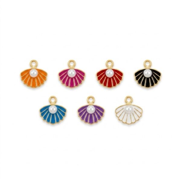 Shell Pendant Metal Charms ( 5 Pcs )