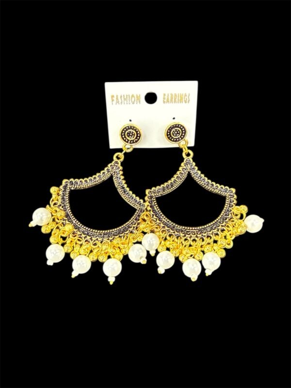 Golden Chandbali With White Beads