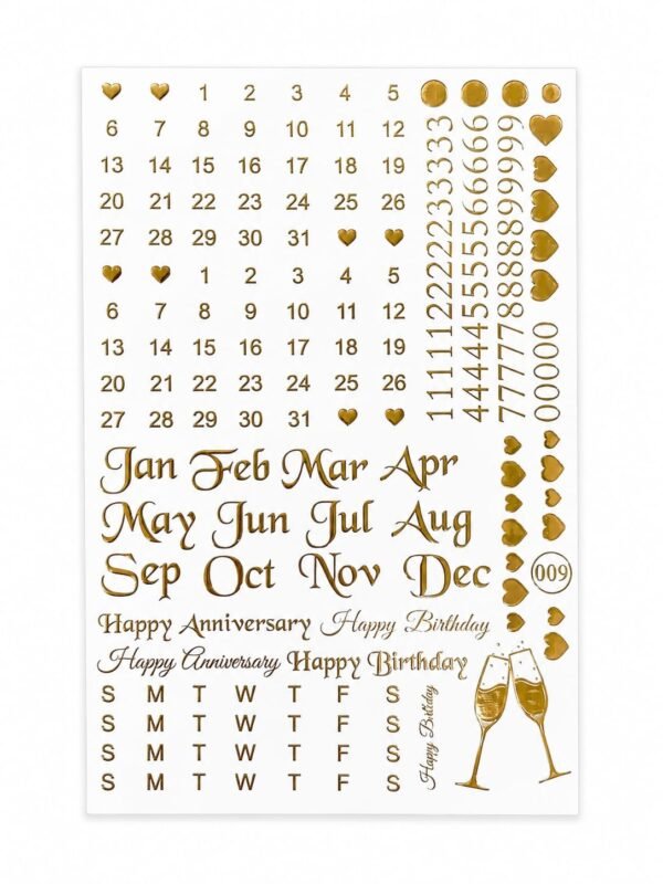 A5 Embossed Calendar Golden  Sticker