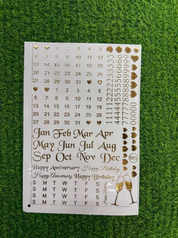 A5 Embossed Calendar Golden  Sticker