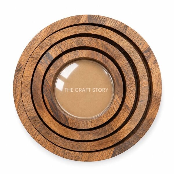 Teakwood Round Frame With Acrylic Base